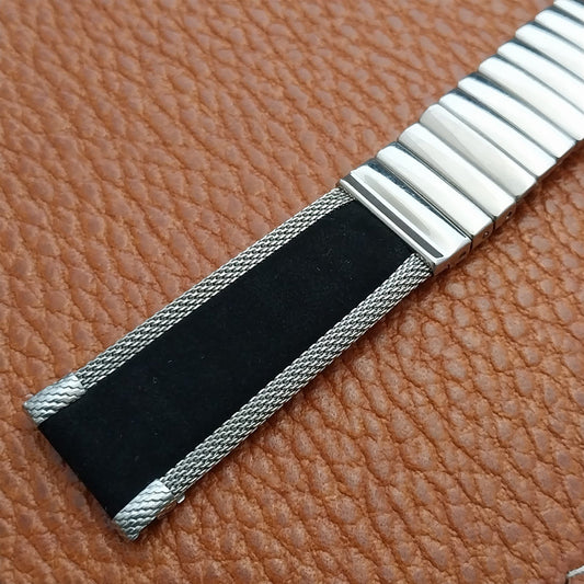 17.2mm Stainless Steel & Black Corfam JB Champion Unused 60s Vintage Watch Band