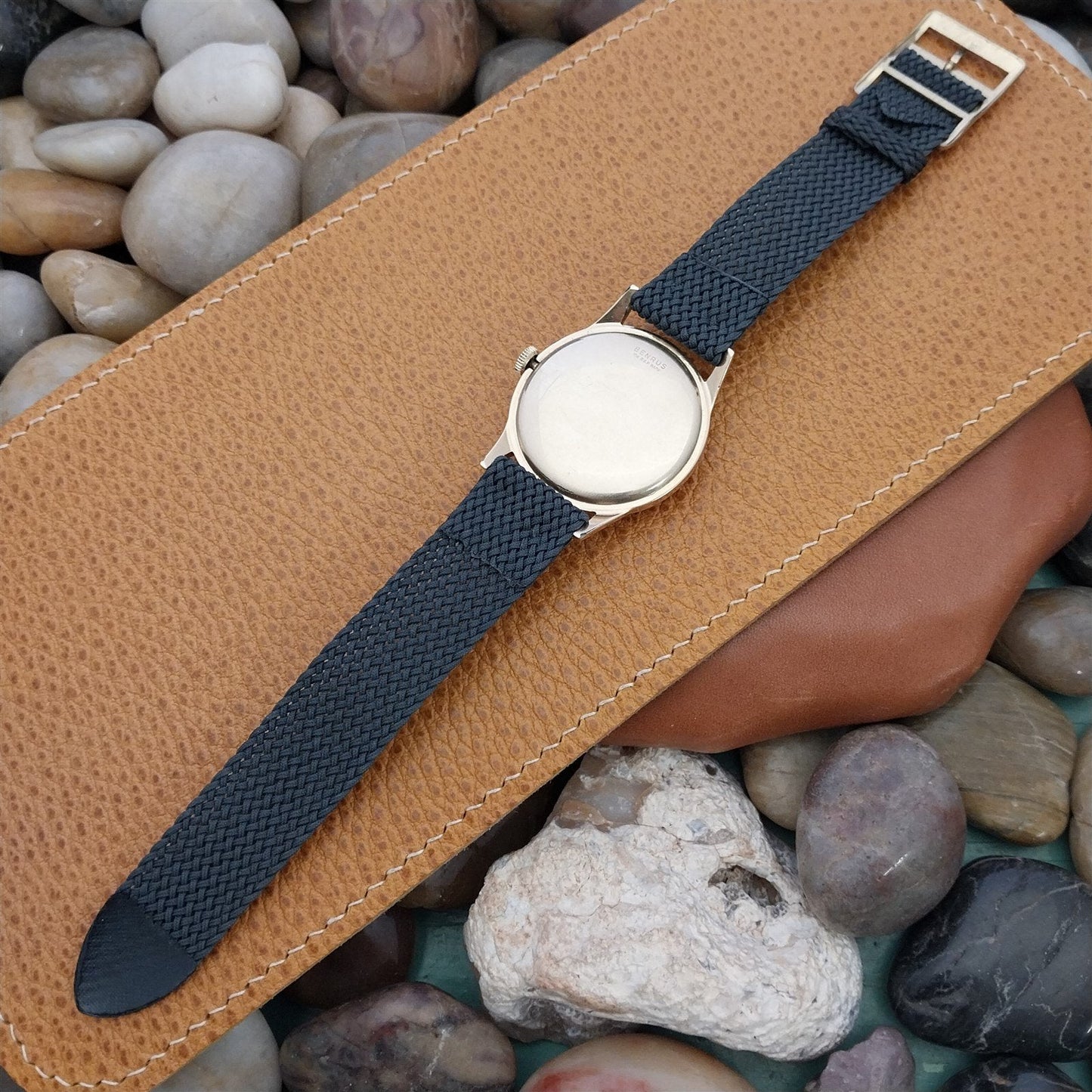 Perlon Mesh 2-piece Gray 18mm 1960s Unused Vintage Watch Band