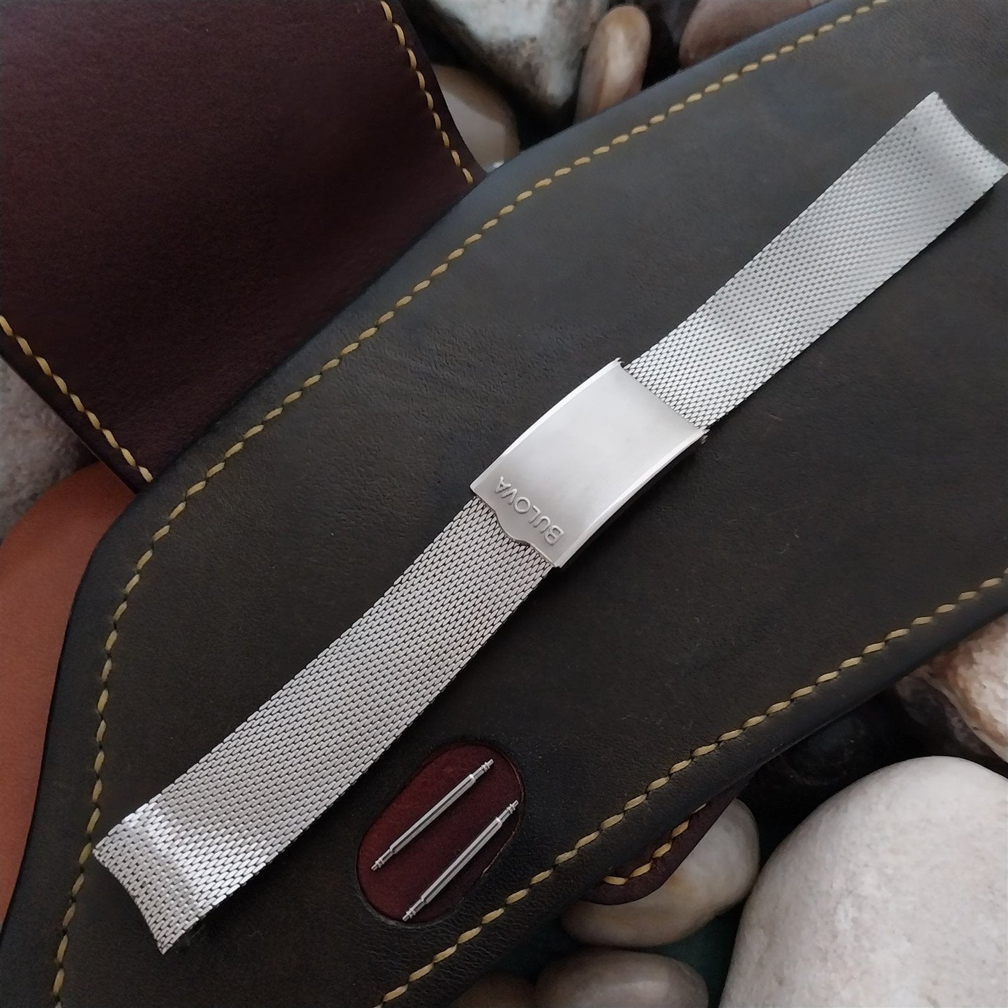 Bulova 17.2mm Stainless Steel Mesh Diver 1960s Unused nos Vintage Watch Band