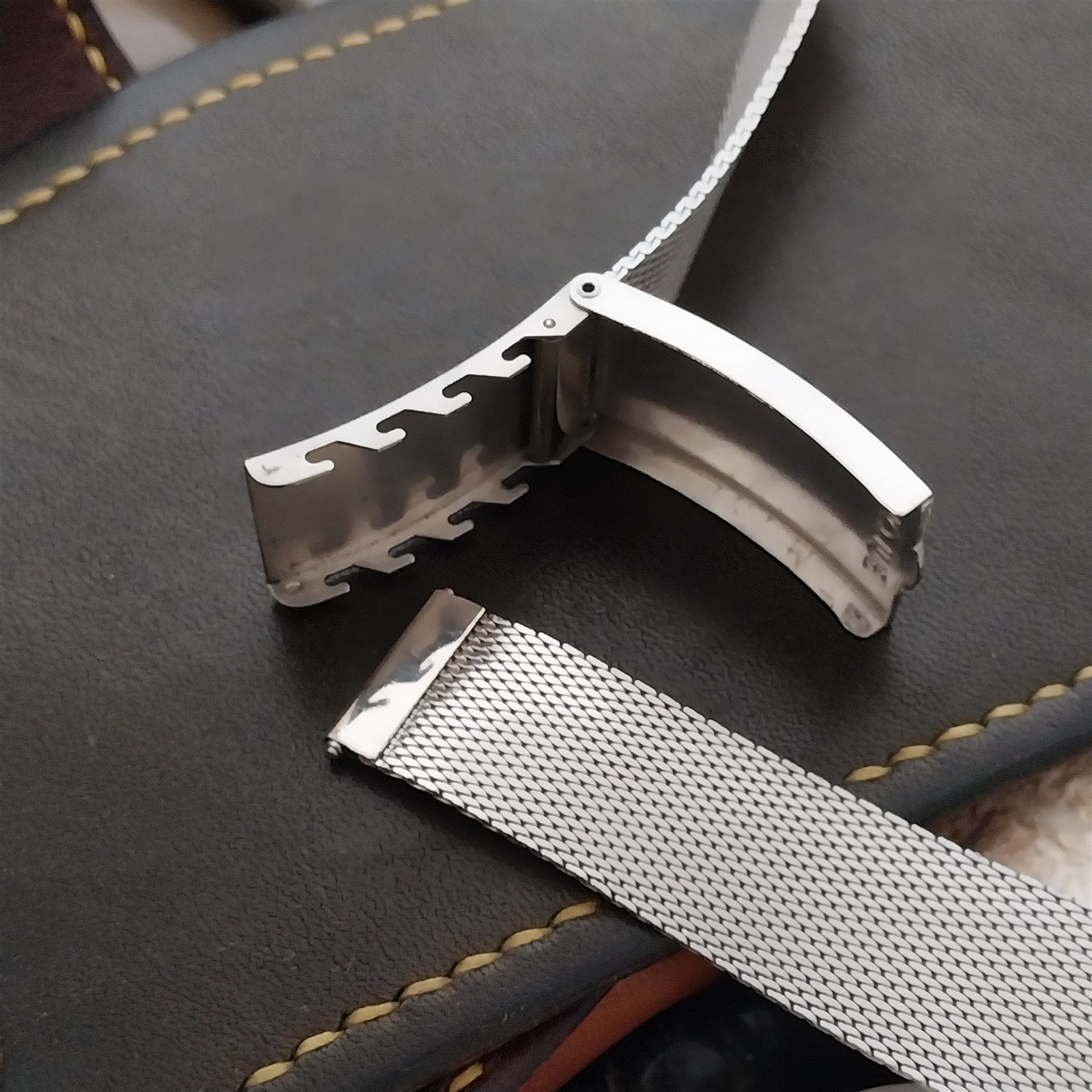 Bulova 17.2mm Stainless Steel Mesh Diver 1960s Unused nos Vintage Watch Band