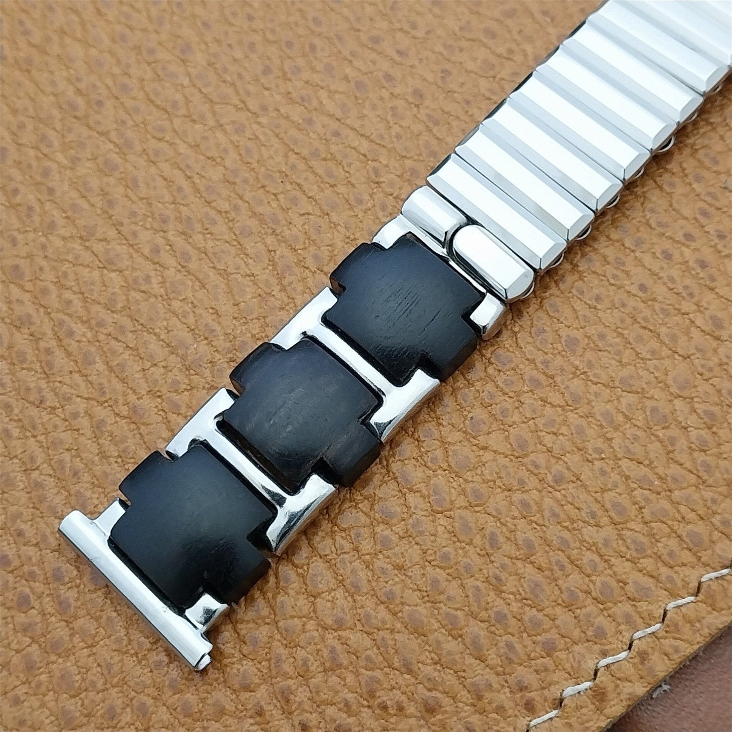 1950s 19mm 18mm Kestenmade Woodland Stainless & Wood Unused Vintage Watch Band