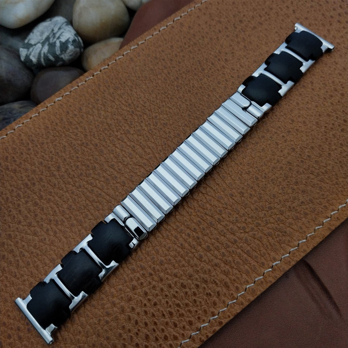 1950s 19mm 18mm Kestenmade Woodland Stainless & Wood Unused Vintage Watch Band