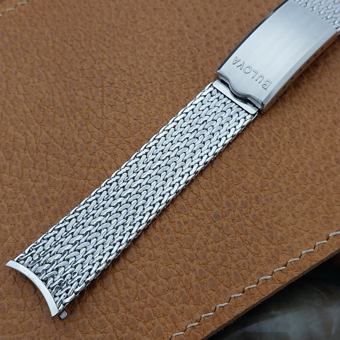 Vintage Bulova 17.2mm White Gold-Filled Mesh Champion 1960s Unused Watch Band