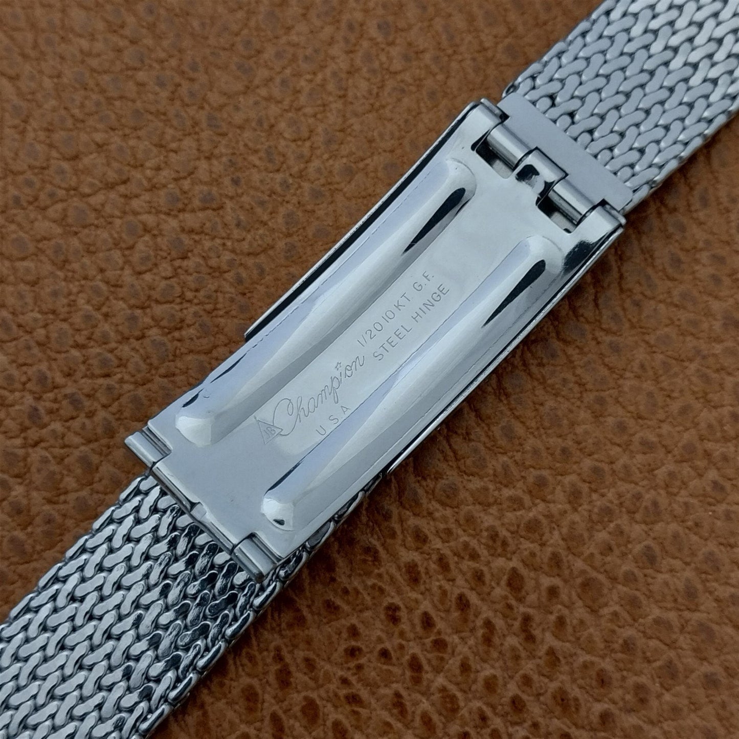 Vintage Bulova 17.2mm White Gold-Filled Mesh Champion 1960s Unused Watch Band