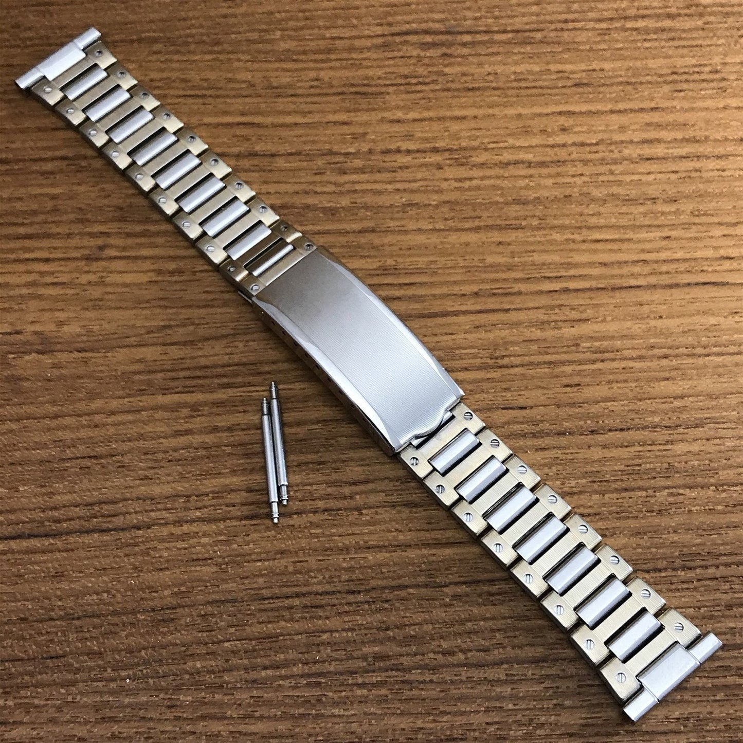 19mm Stainless Steel & Yellow Gold Kestenmade 1970s Unused Vintage Watch Band