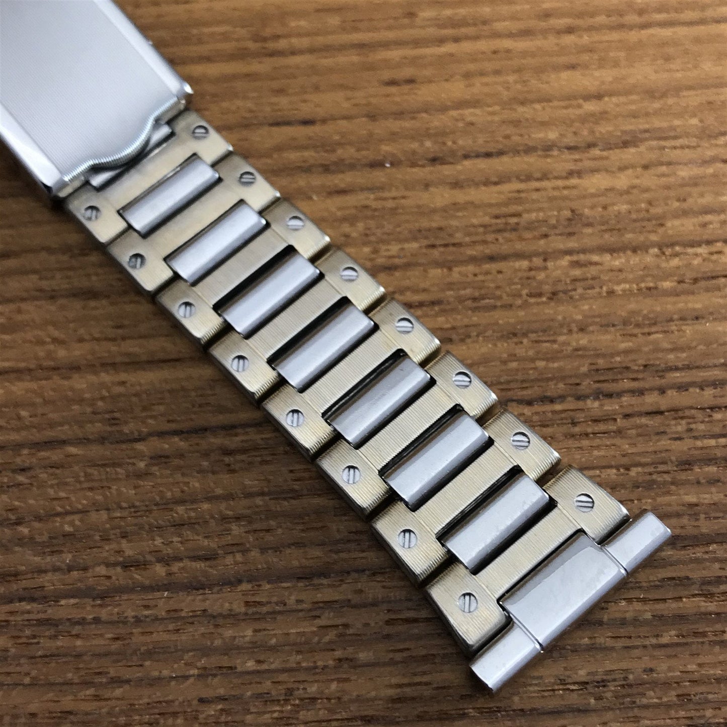 19mm Stainless Steel & Yellow Gold Kestenmade 1970s Unused Vintage Watch Band