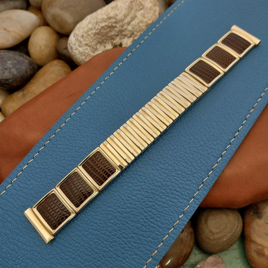 1950s Finesse 10k Gold-Filled & Lizard 17.2mm nos Vintage Watch Band