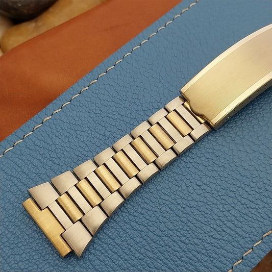 20mm Stainless Steel & Yellow Gold Kestenmade 1970s nos Vintage Watch Band