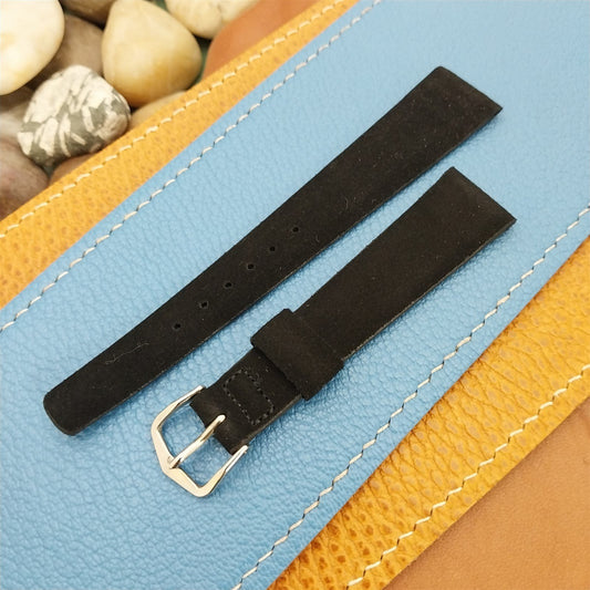 17.2mm JB Champion USA Black Suede nos 1960s Vintage Watch Strap
