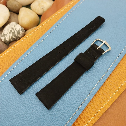 17.2mm JB Champion USA Black Suede nos 1960s Vintage Watch Strap