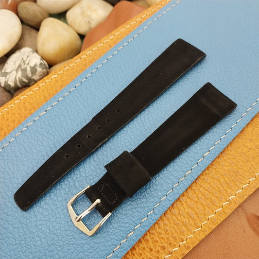 17.2mm JB Champion USA Unused Black Suede nos 1960s Vintage Watch Band