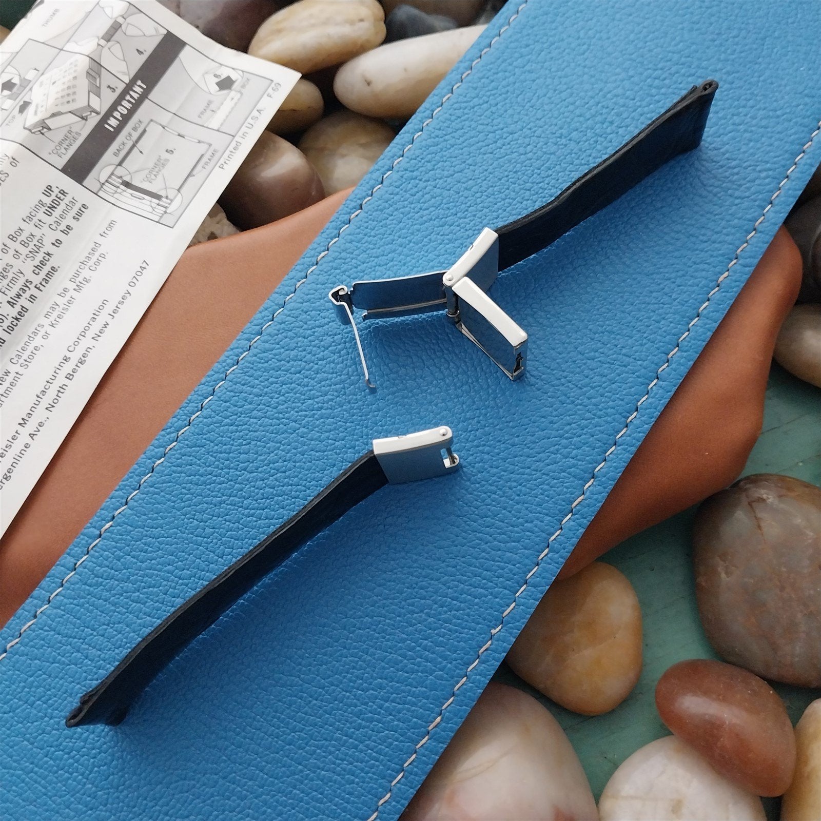 17mm Kreisler USA Black Alligator Calendar nos Unused 1969 Vintage Watch Band