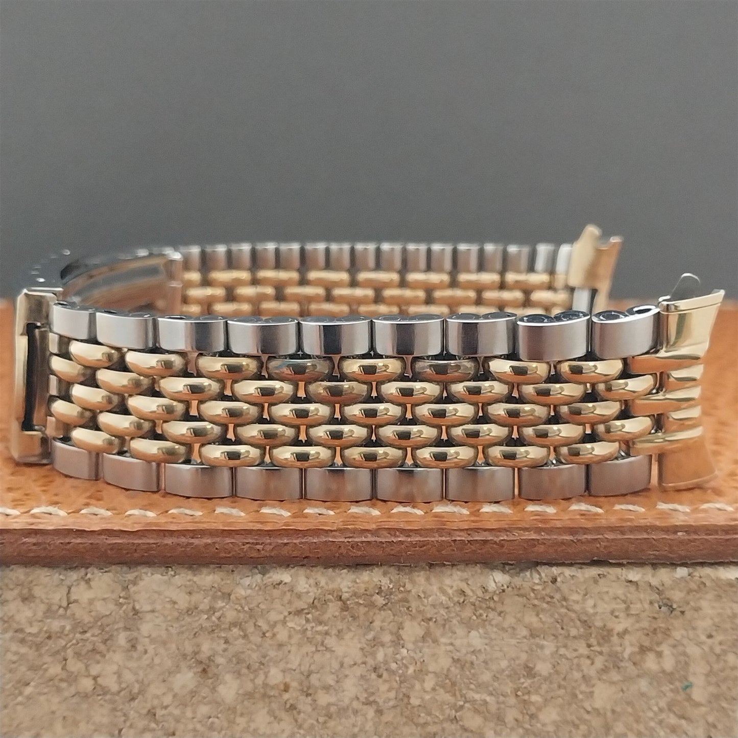 19mm Rice Beads Gold RGP & Stainless Steel Speidel Japan Vintage Watch Band