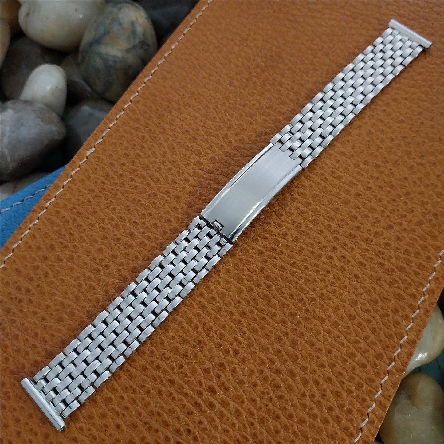 12k White Gold-Filled JB Champion Basketweave 5/8" 1940s Vintage Watch Band