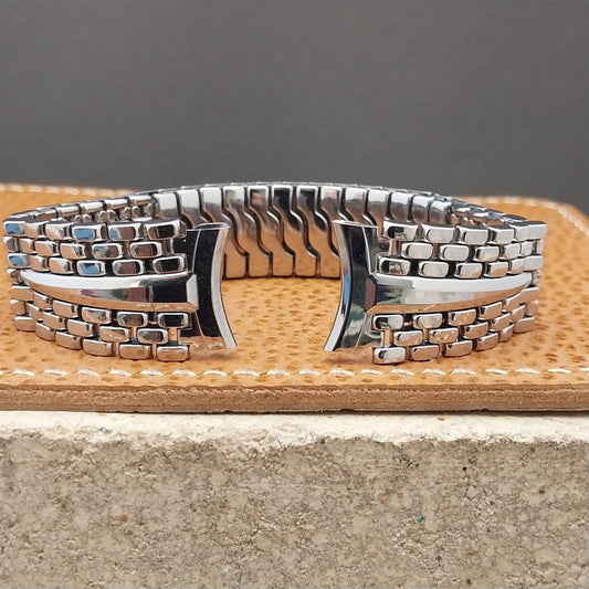 MCM 5/8" Gemex Stainless Steel Rice Beads Mid Century Unused Vintage Watch Band