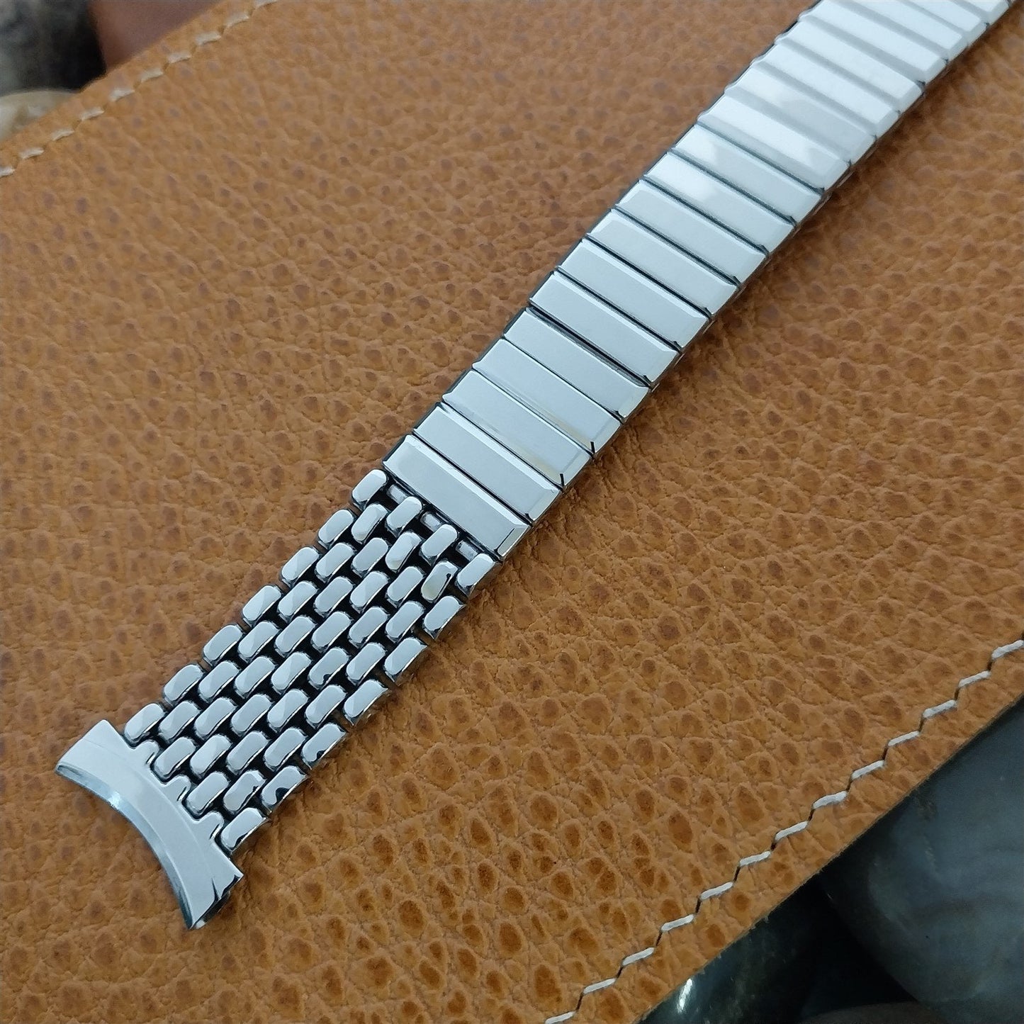 1950s Stainless Steel Gemex Rice Beads Unused Expansion Vintage Watch Band