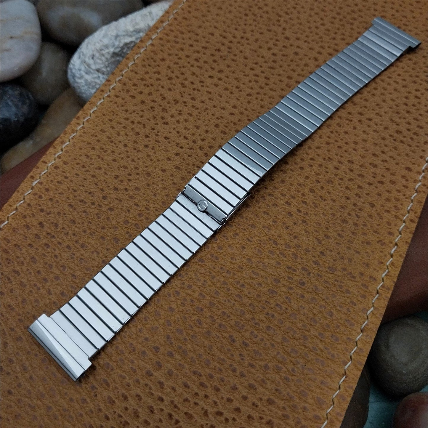 1950s Slim Stainless Steel Gemex Fold-Over nos Vintage Watch Band 16mm 18mm 19mm