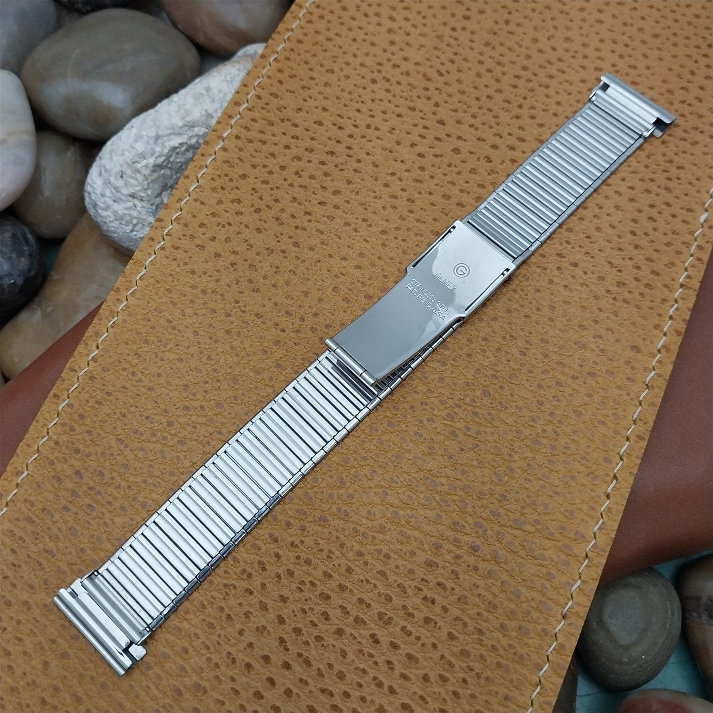 1950s Slim Stainless Steel Gemex Fold-Over nos Vintage Watch Band 16mm 18mm 19mm