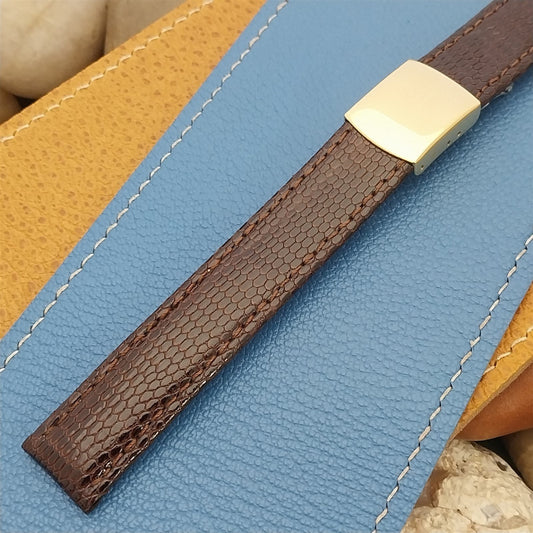 16mm Hadley Roma Burgundy Lizard Watch Band & Gold-Tone Butterfly Buckle