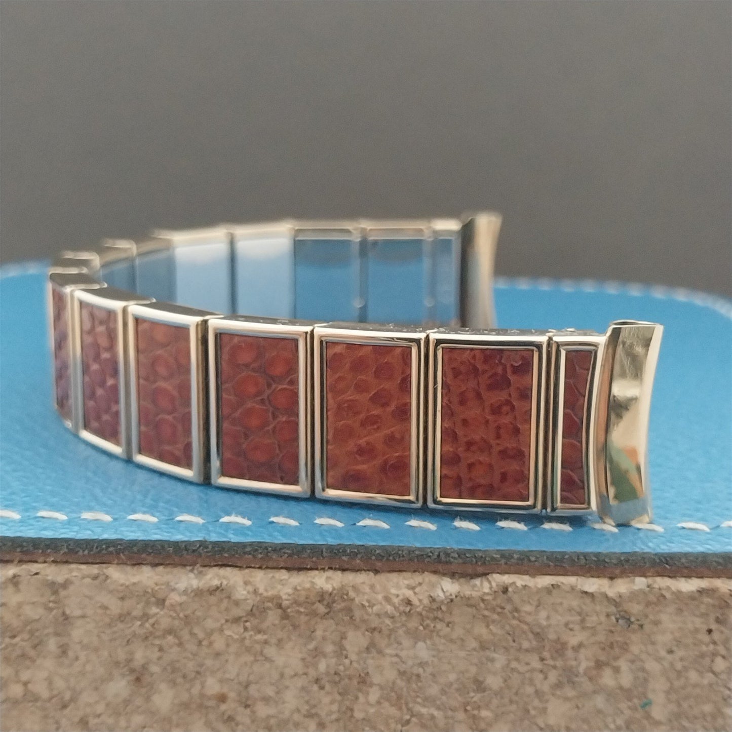 17mm Gold Filled & Brown Alligator Gemex Caballero nos 1950s Vintage Watch Band