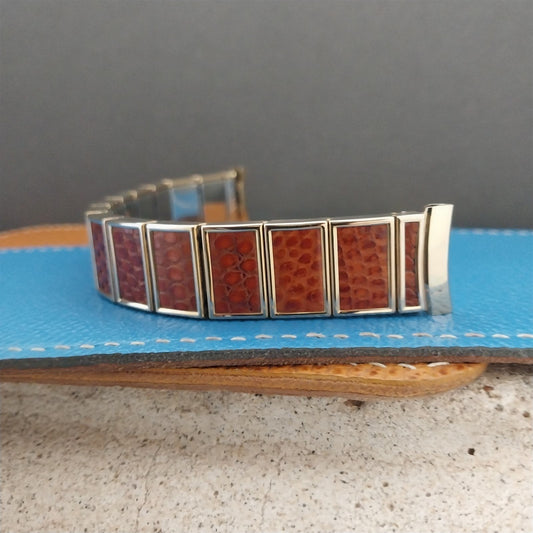 17mm Gold Filled & Brown Alligator Gemex Caballero nos 1950s Vintage Watch Band