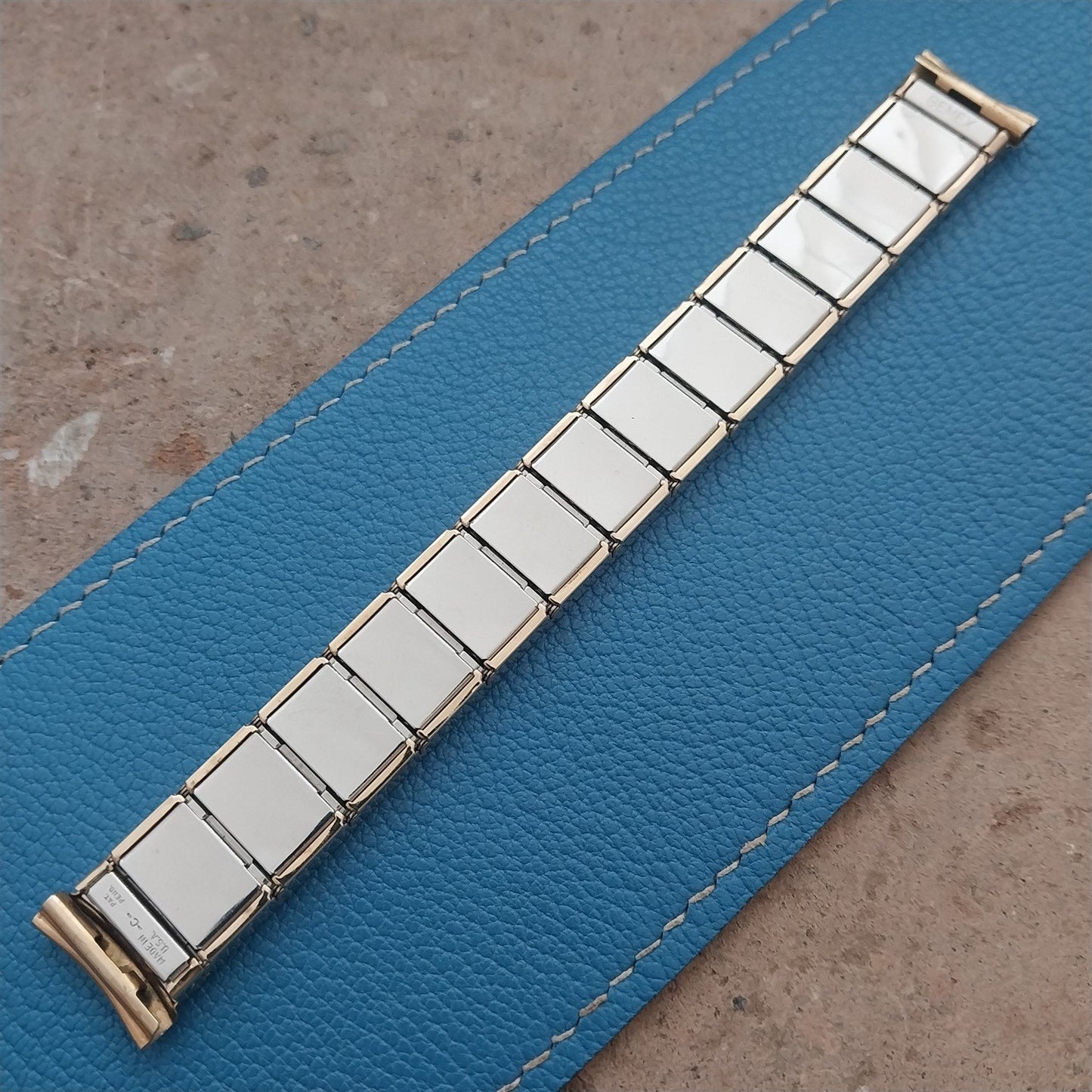 17mm Gold Filled & Brown Alligator Gemex Caballero nos 1950s Vintage Watch Band