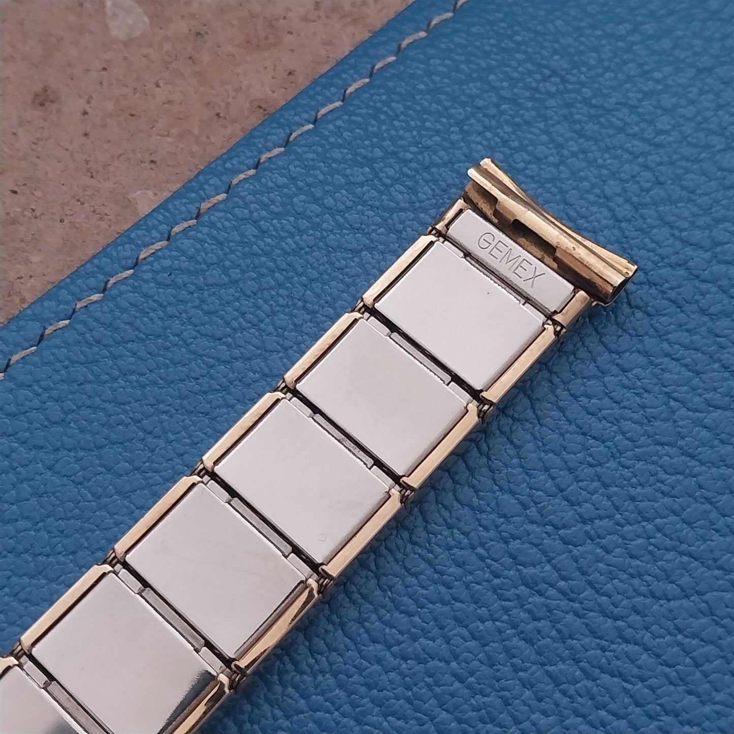 17mm Gold Filled & Brown Alligator Gemex Caballero nos 1950s Vintage Watch Band