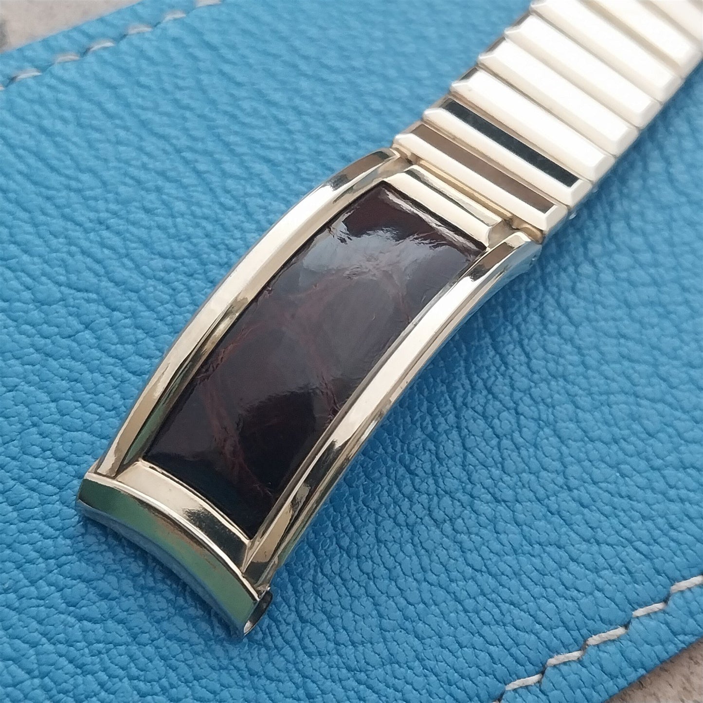 5/8" Gold-Filled & Alligator Bretton Classic nos 1940s Vintage Watch Band