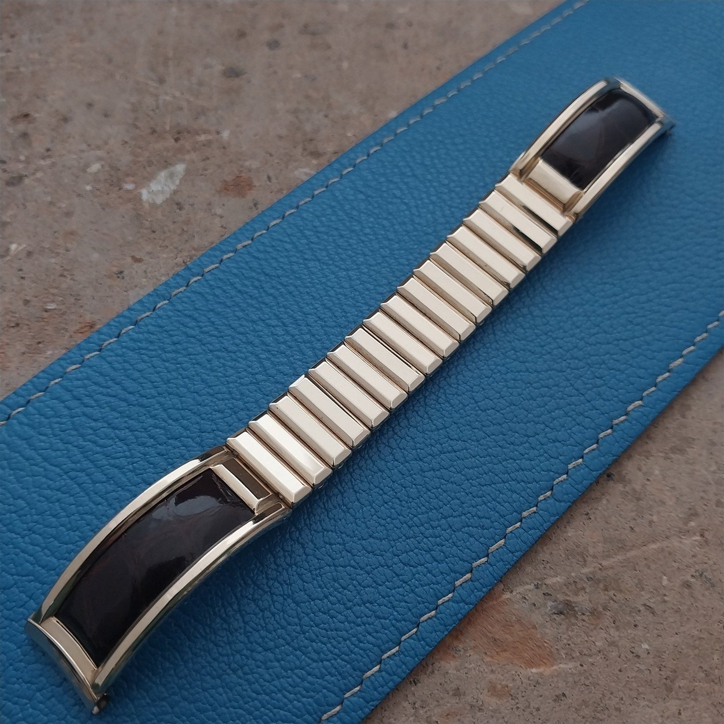 5/8" Gold-Filled & Alligator Bretton Classic nos 1940s Vintage Watch Band