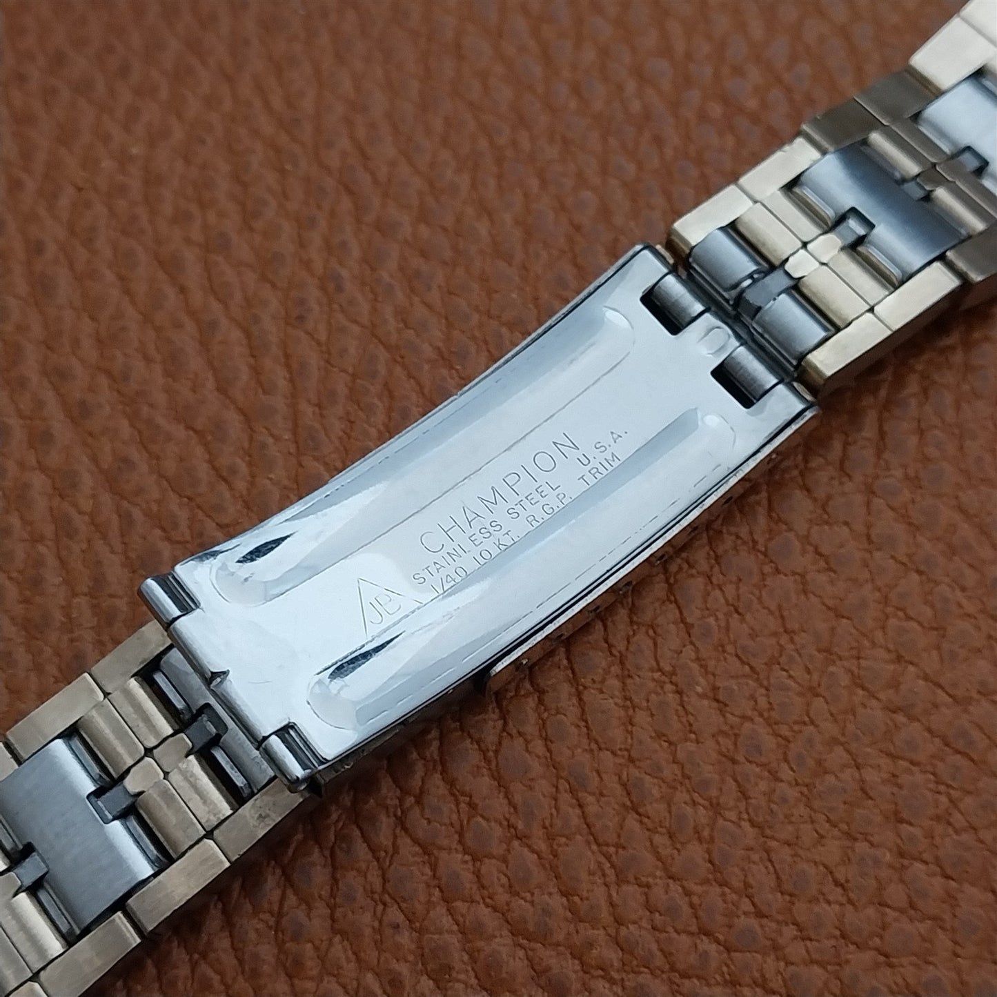 Vintage 20mm JB Champion Gold & Stainless Steel H-Link Unused Short Watch Band