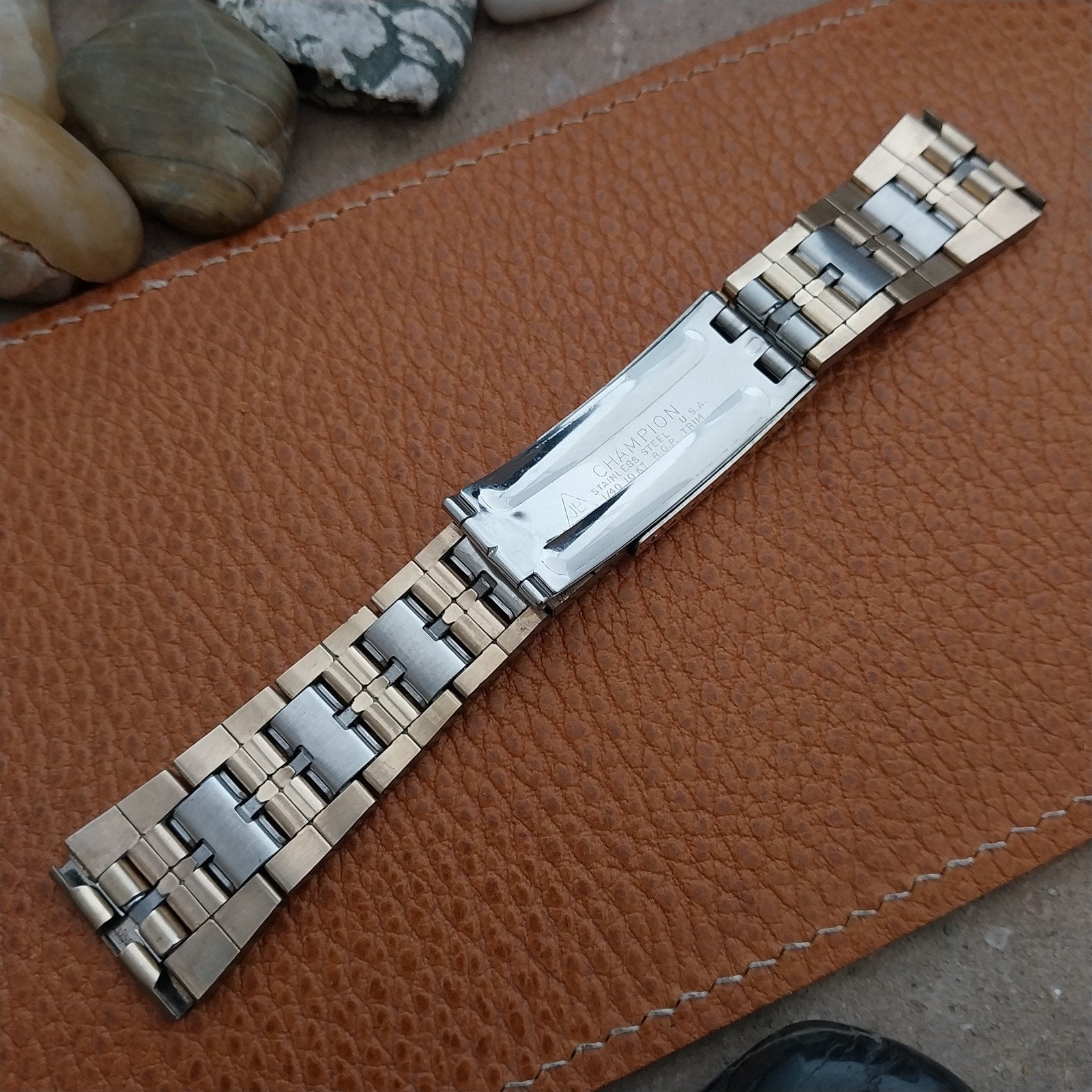 Vintage 20mm JB Champion Gold & Stainless Steel H-Link Unused Short Watch Band