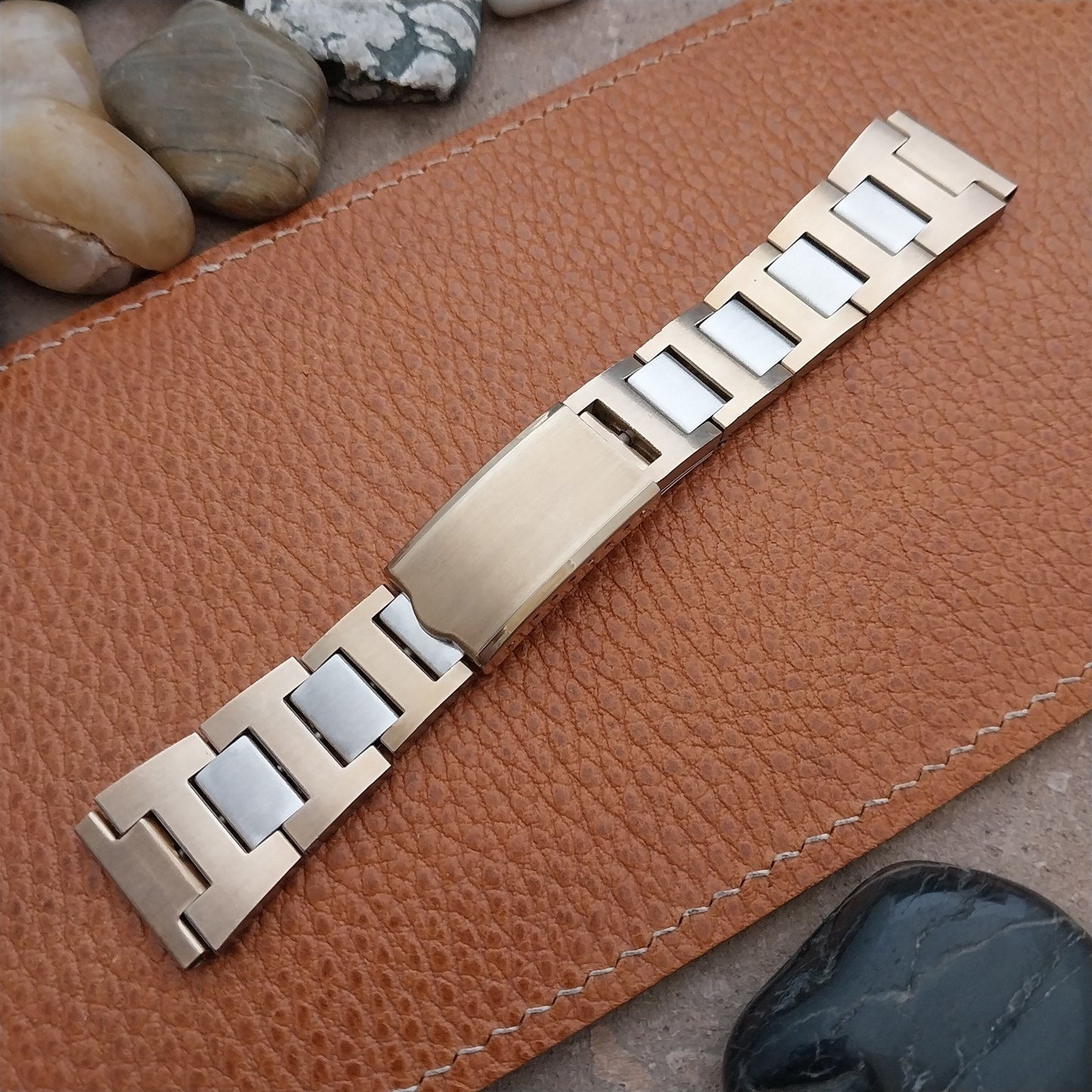 Vintage 20mm JB Champion Gold & Stainless Steel H-Link Unused Short Watch Band