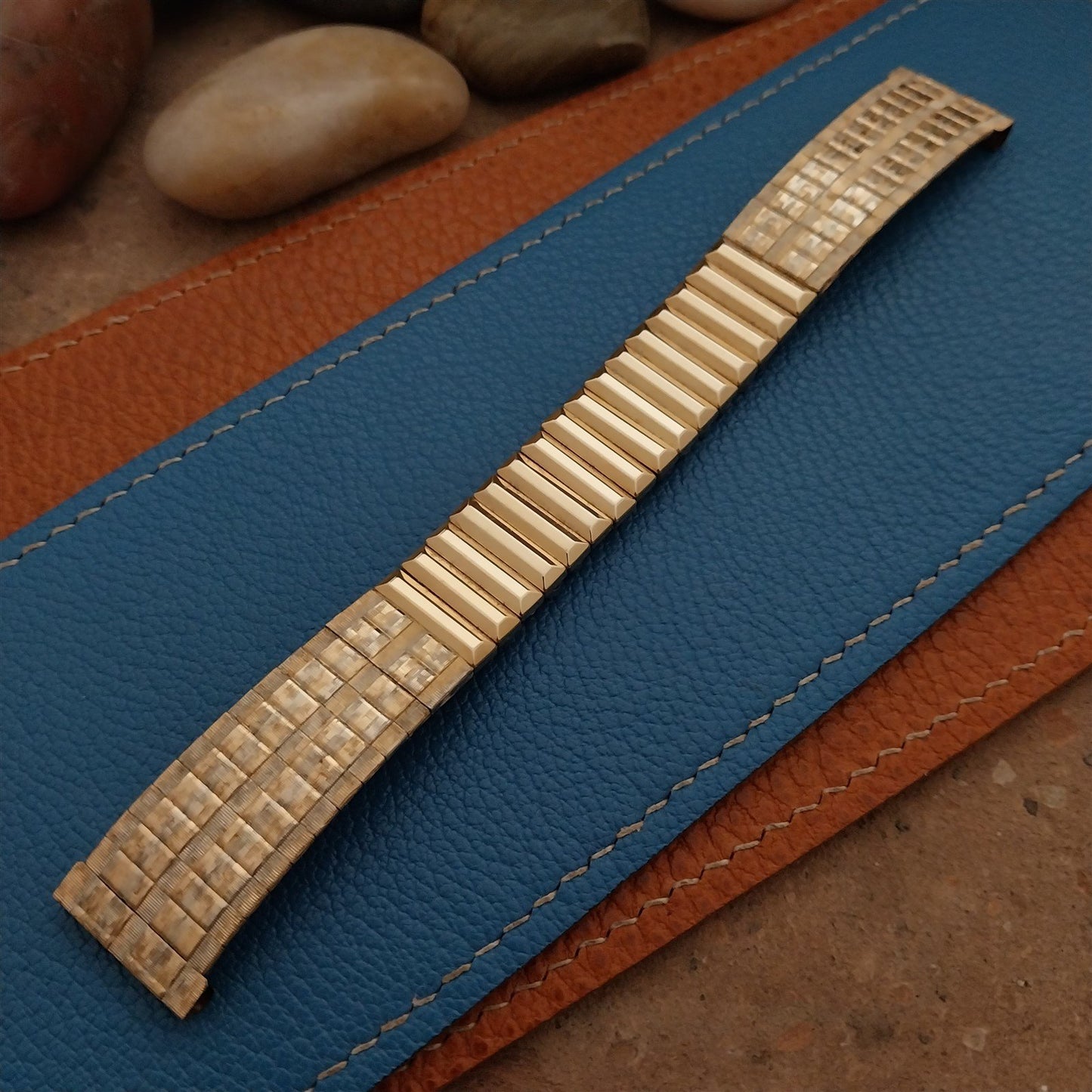 Vintage Gemex Tri-Tone Yellow White Rose 10k Gold-Fill Classic 1960s Watch Band