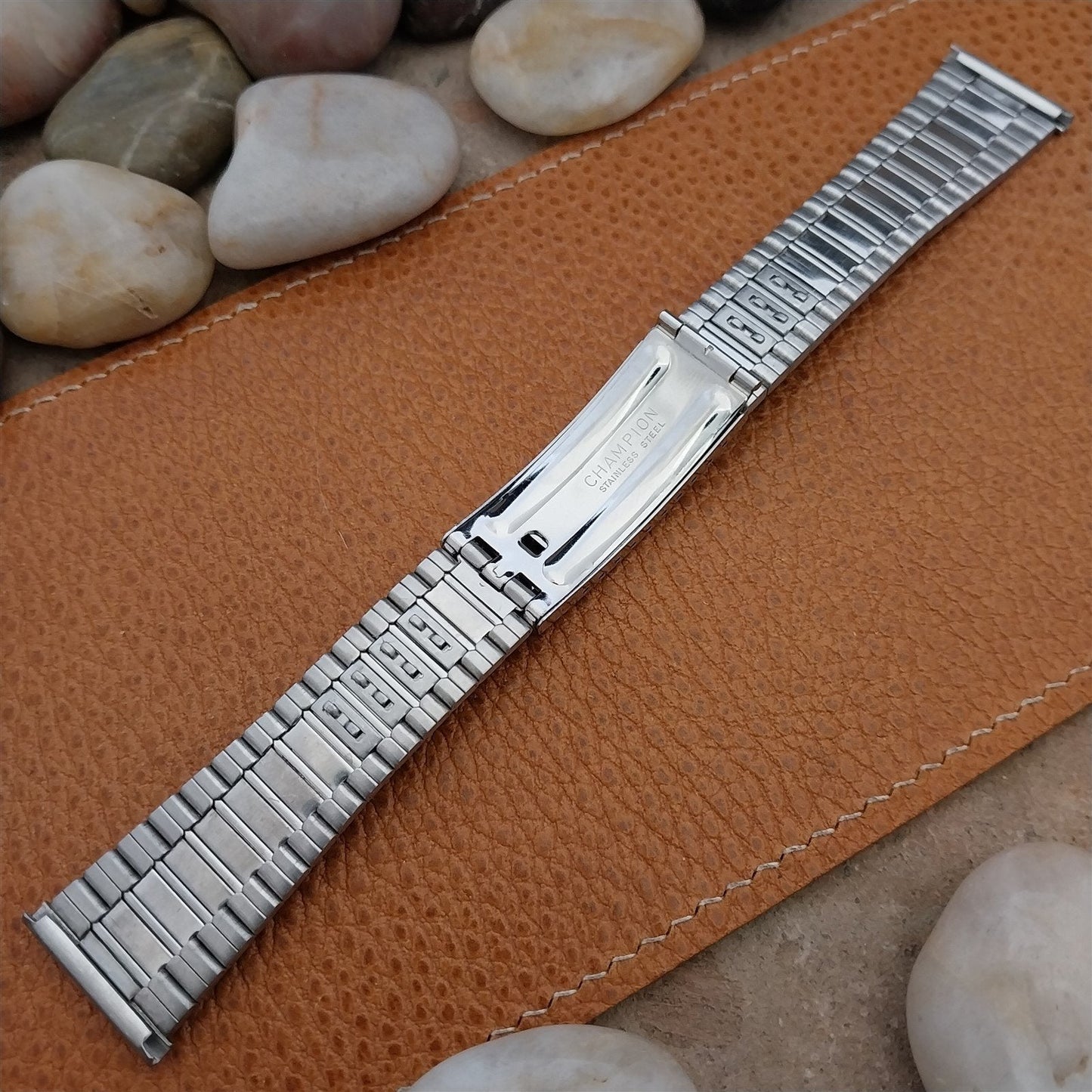 22mm JB Champion Flat-Link Stainless Steel NOS 1970s Vintage Watch Band