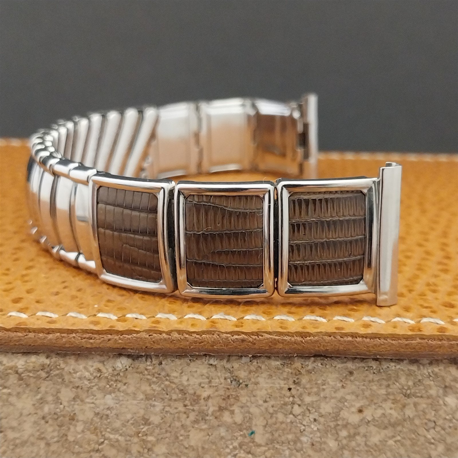 19mm Stainless Steel & Lizard JB Champion V.I.P. 1950s Vintage Watch Band
