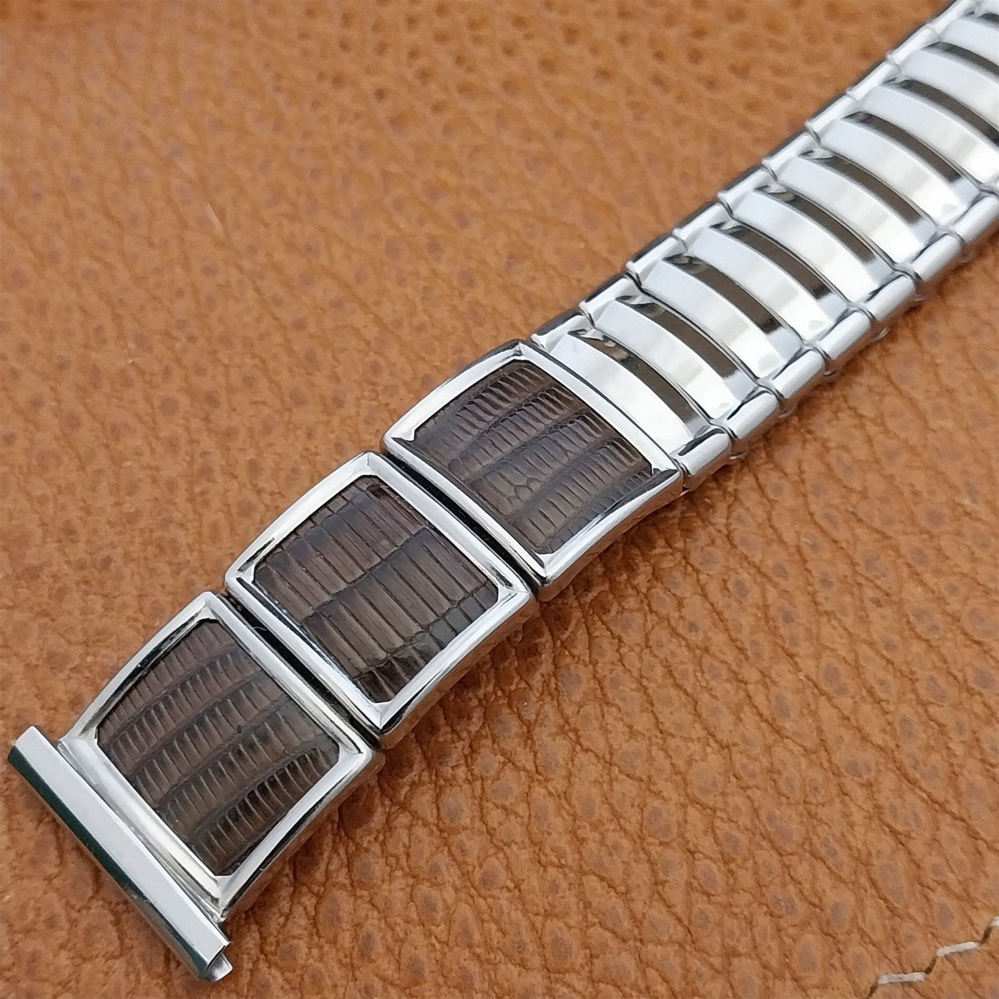19mm Stainless Steel & Lizard JB Champion V.I.P. 1950s Vintage Watch Band