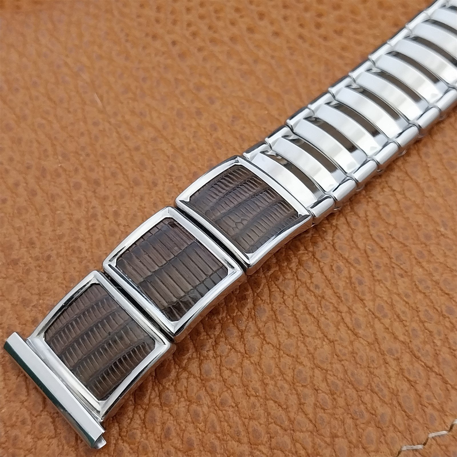 19mm Stainless Steel & Lizard JB Champion V.I.P. 1950s Vintage Watch Band