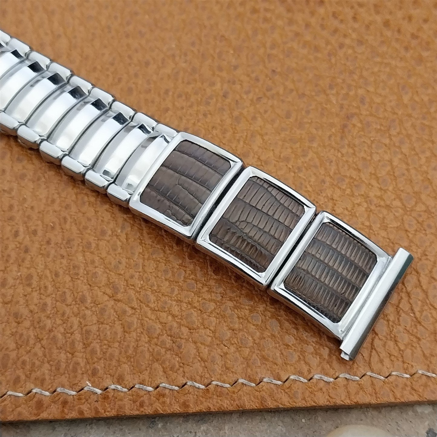 19mm Stainless Steel & Lizard JB Champion V.I.P. 1950s Vintage Watch Band