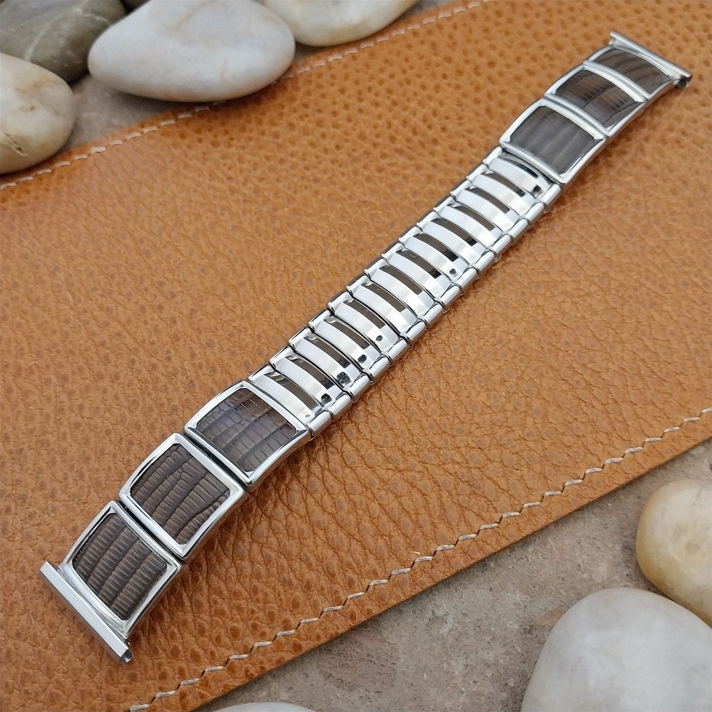 19mm Stainless Steel & Lizard JB Champion V.I.P. 1950s Vintage Watch Band
