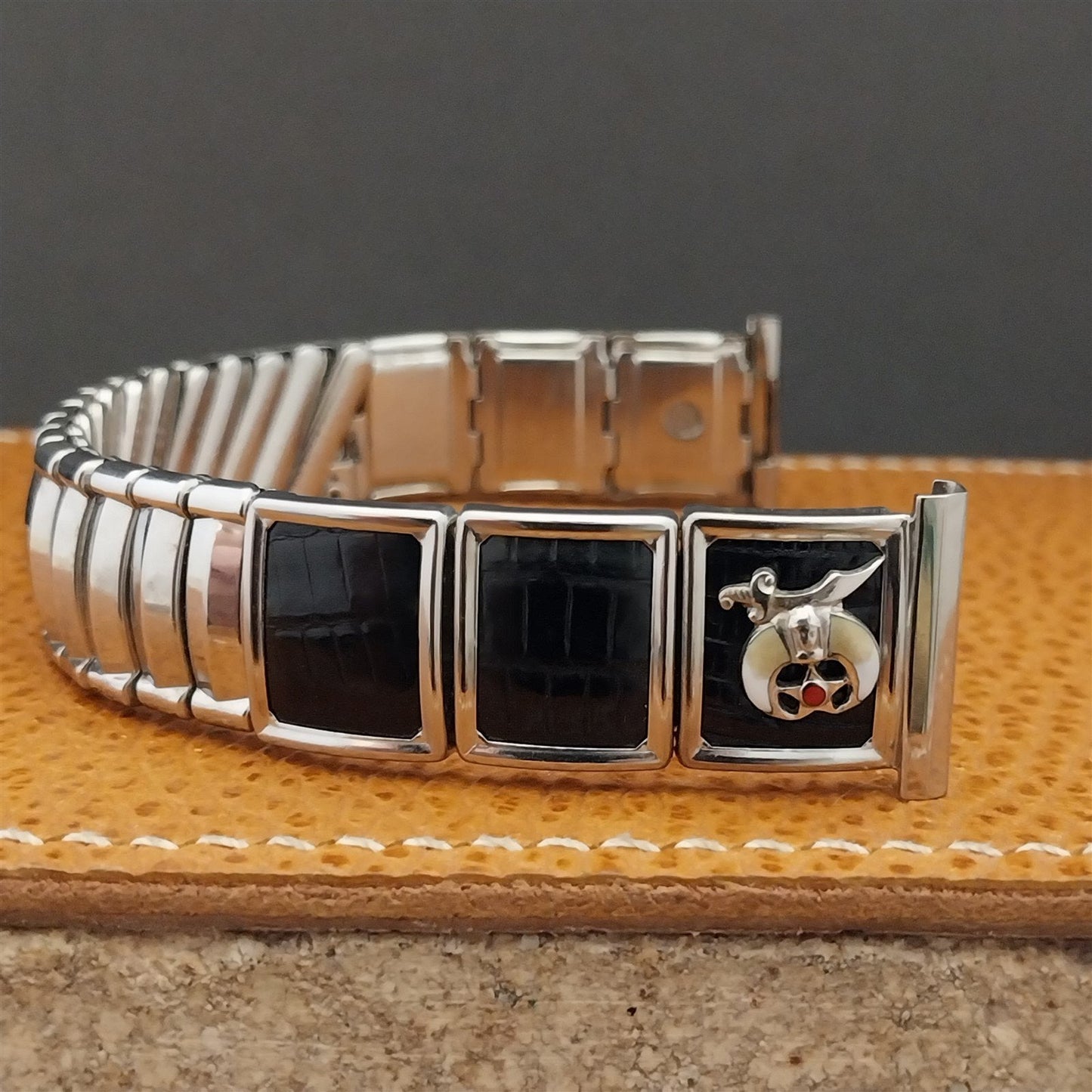 Long 19mm 18mm Stainless & Lizard JB Champion Shriner 1950s Vintage Watch Band