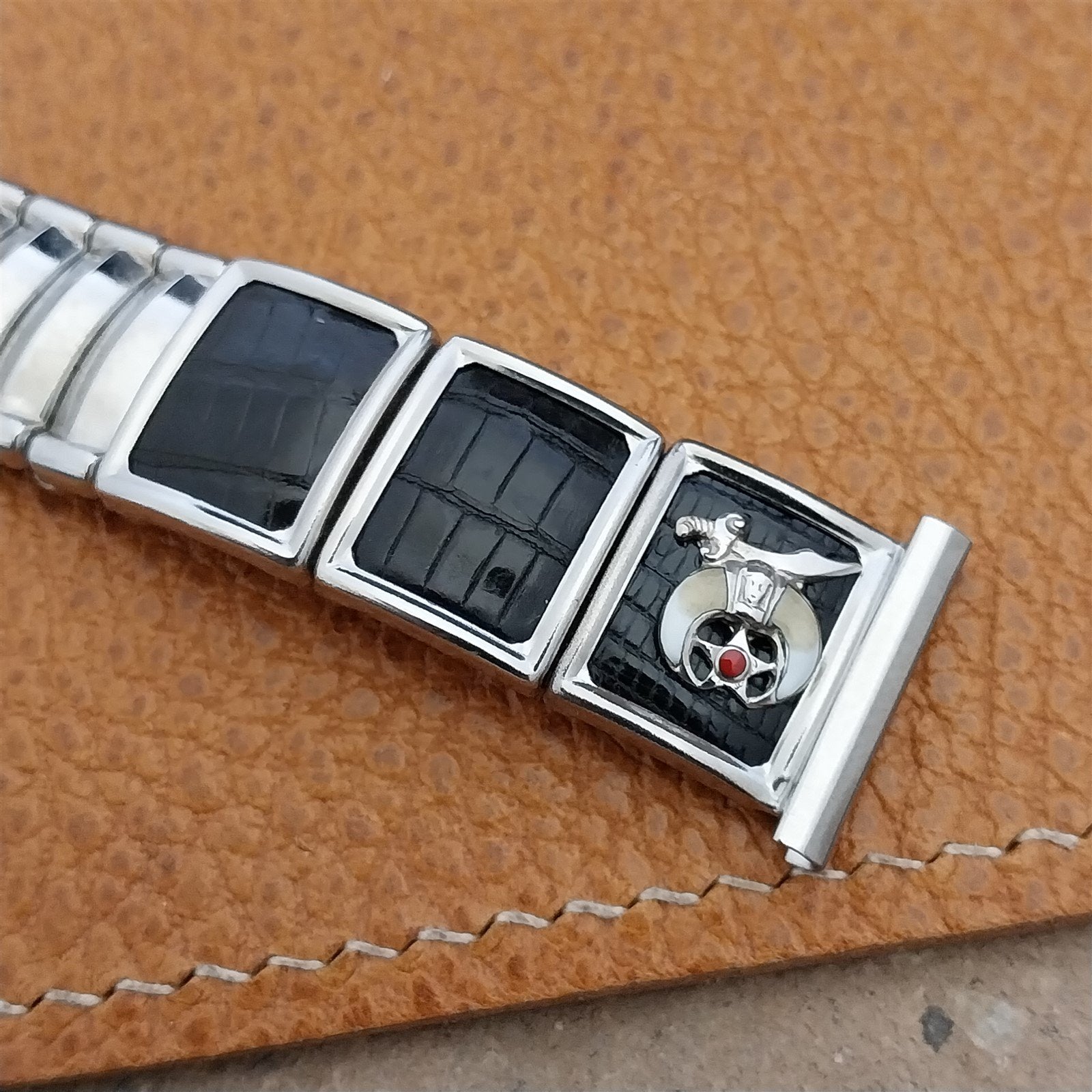 Long 19mm 18mm Stainless & Lizard JB Champion Shriner 1950s Vintage Watch Band