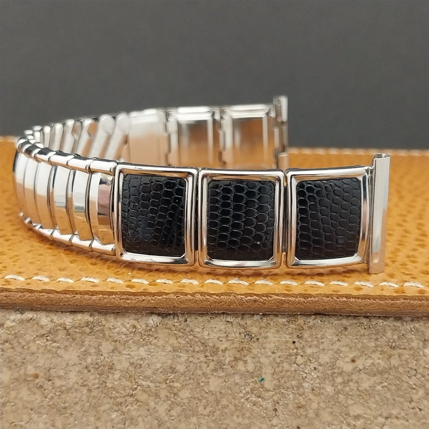 19mm 18mm Stainless Steel & Lizard JB Champion VIP nos 1950s Vintage Watch Band