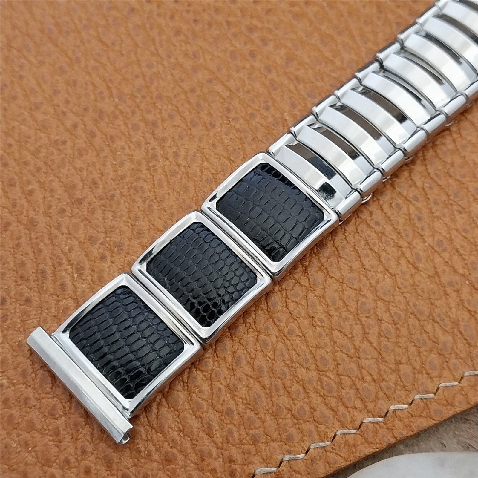 19mm 18mm Stainless Steel & Lizard JB Champion VIP nos 1950s Vintage Watch Band