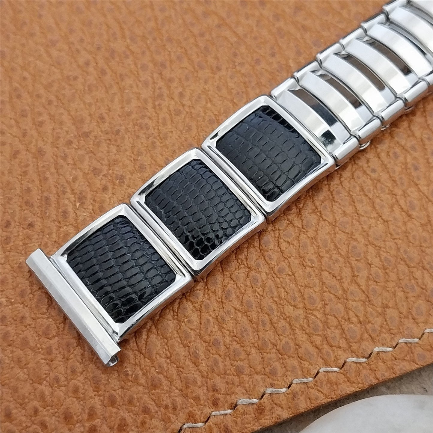 19mm 18mm Stainless Steel & Lizard JB Champion VIP nos 1950s Vintage Watch Band