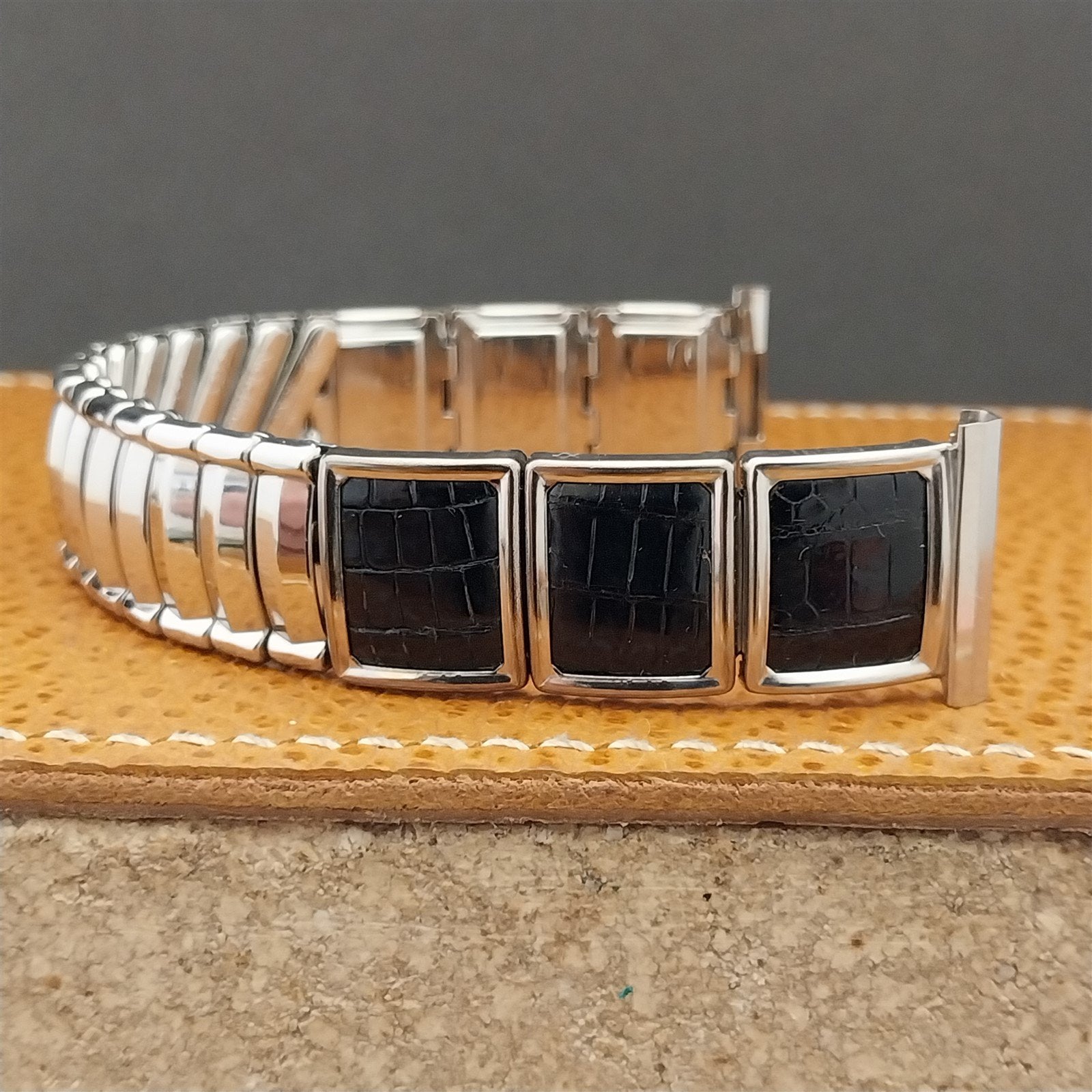 19mm Stainless Steel & Lizard JB Champion VIP 1950s Vintage Watch Band