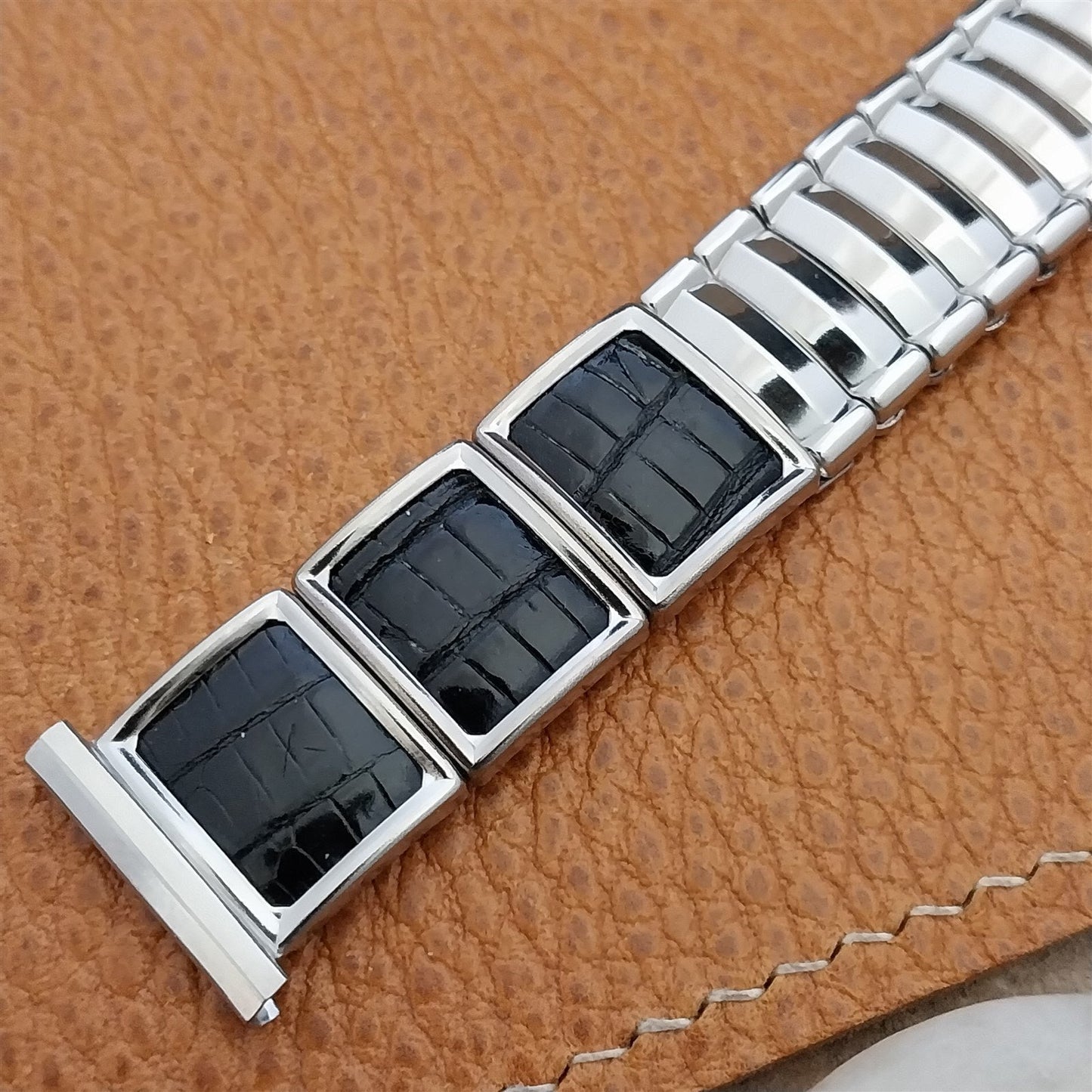 19mm Stainless Steel & Lizard JB Champion VIP 1950s Vintage Watch Band
