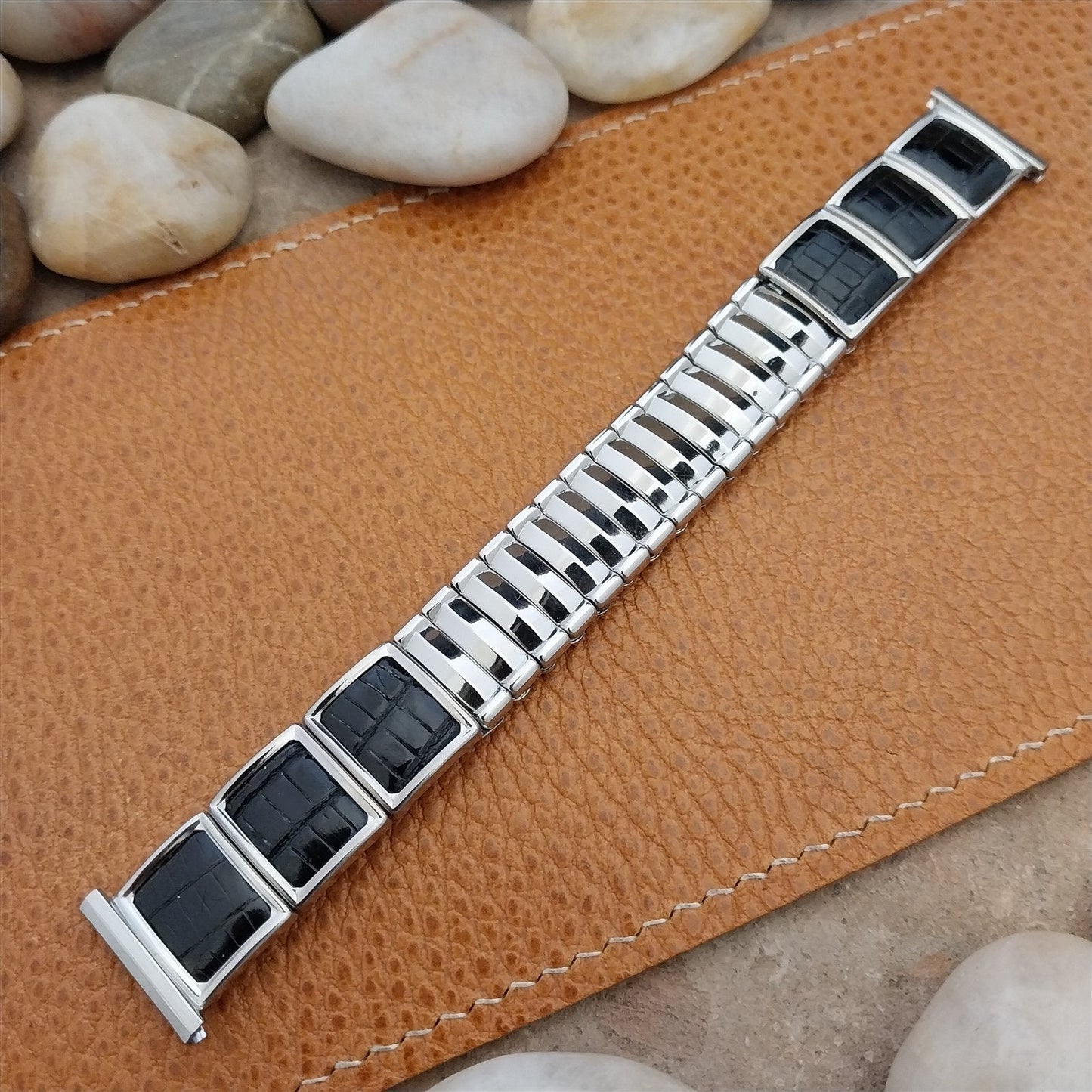 19mm Stainless Steel & Lizard JB Champion VIP 1950s Vintage Watch Band