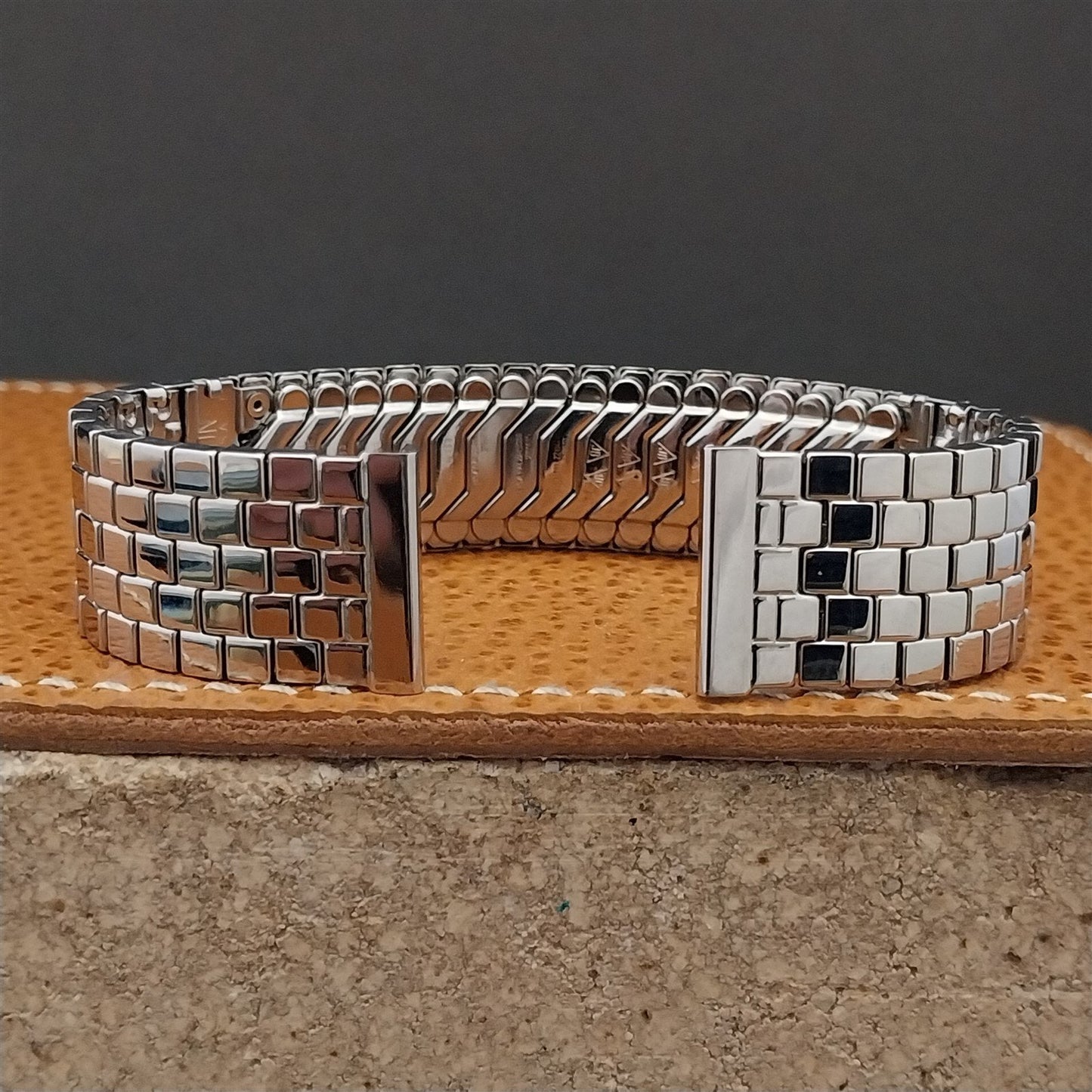 17.2mm 1950s Brick Link JB Champion Stainless Steel Unused Vintage Watch Band