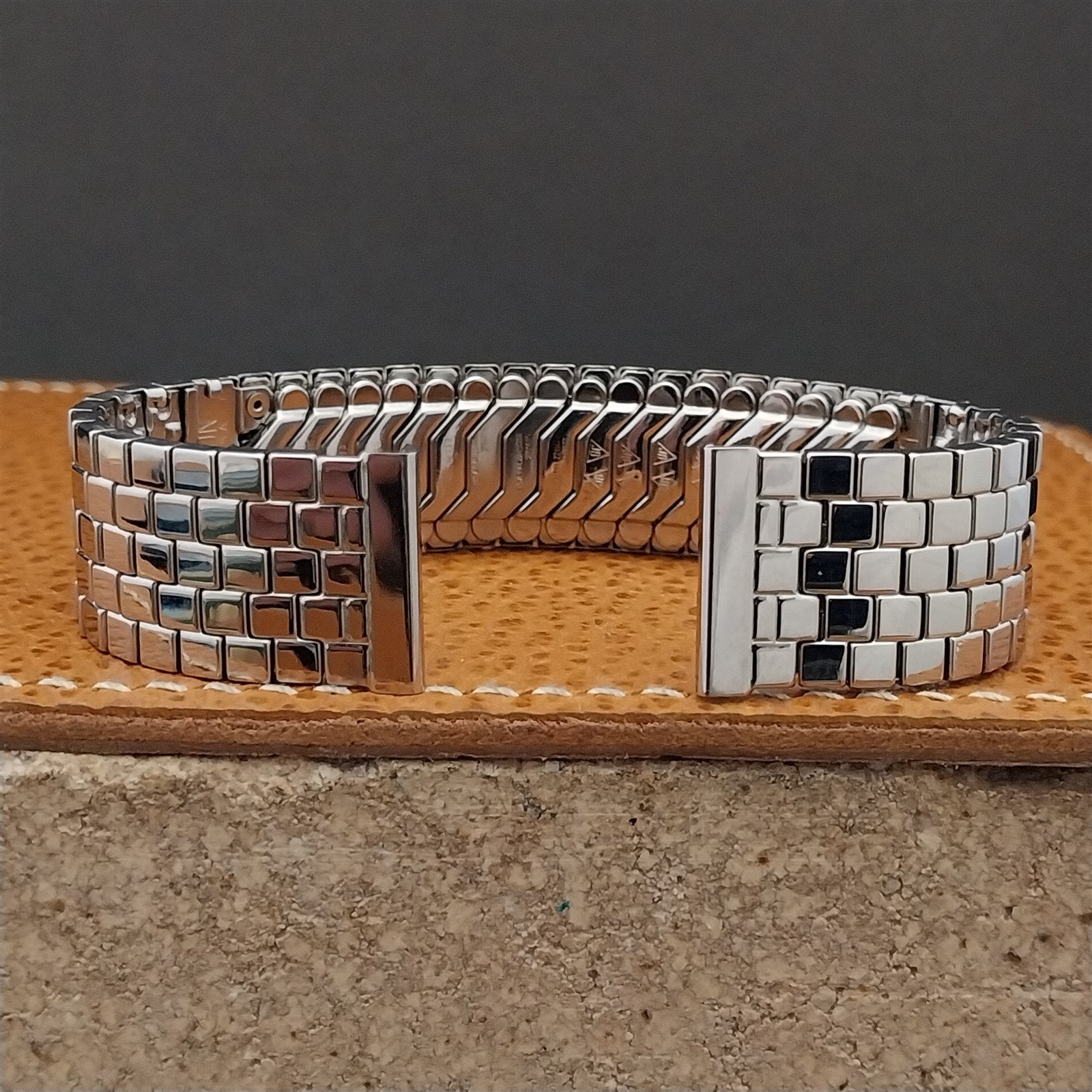 17.2mm 1950s Brick Link JB Champion Stainless Steel Unused Vintage Watch Band