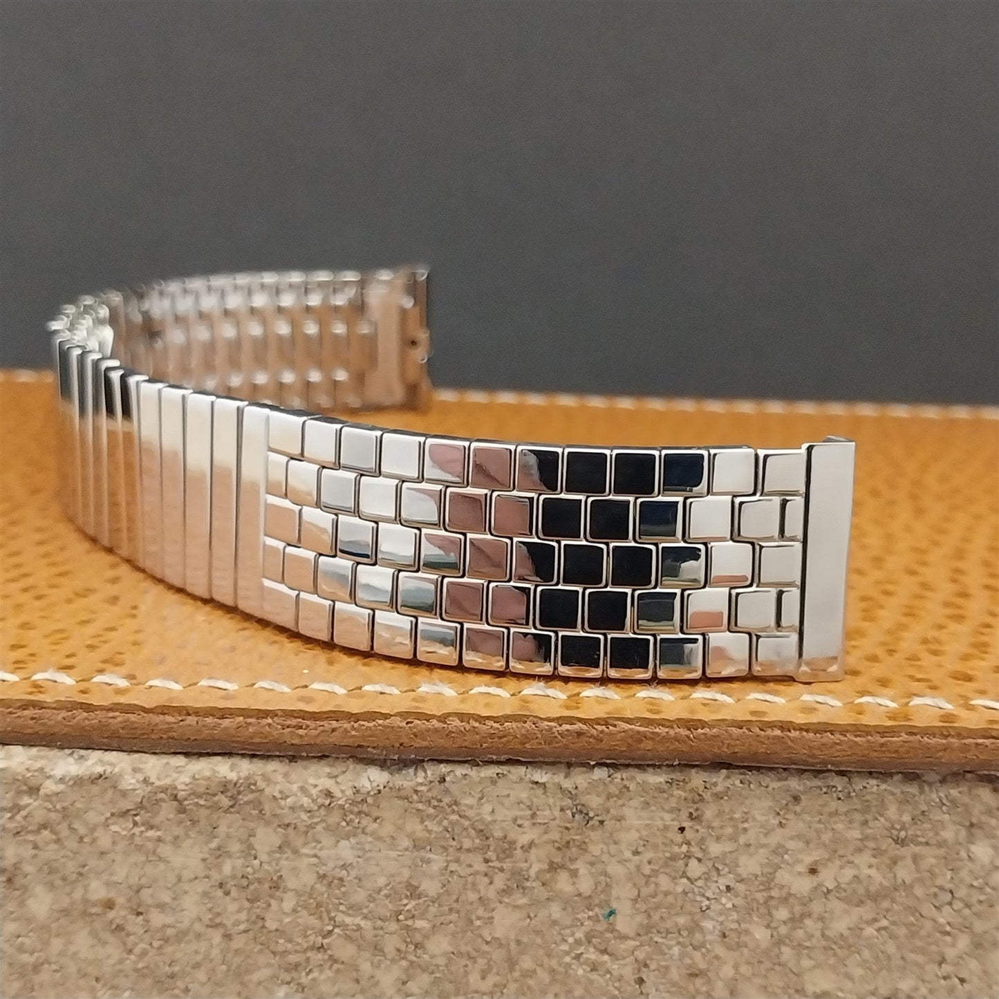 17.2mm 1950s Brick Link JB Champion Stainless Steel Unused Vintage Watch Band